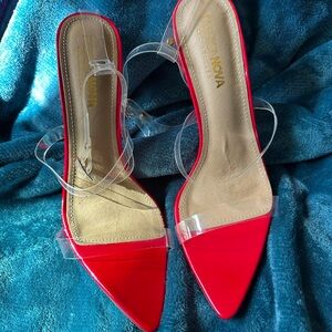 Fashion Nova Los Angeles Promiscuous Girl Heeled Sandals - Red (8.5)